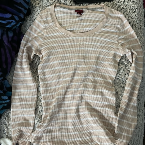 **NEVER WORN** target merona long sleeve salmon stripe t shirt size medium - Picture 1 of 1